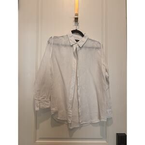 Quince Women's Linen Long Sleeve Button Front Shirt Beach Coastal Luxury Med